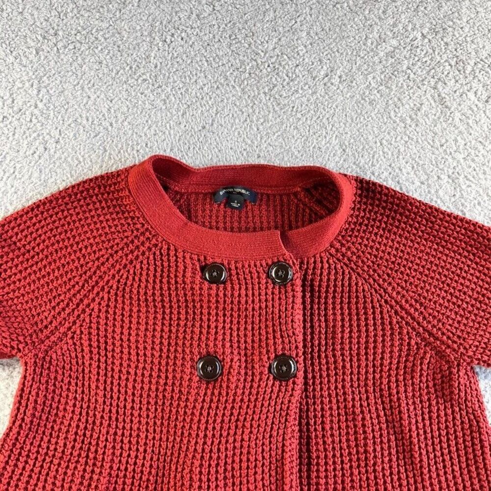 NEW‎ Banana Republic Cardigan Sweater Womens Small Red Angora Blend Chunky - Picture 4 of 16